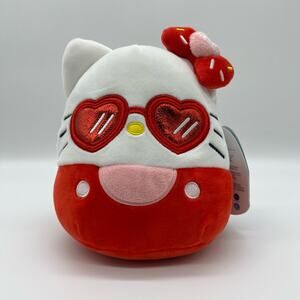 Sanrio Hello Kitty Squishmallow Red Outfit with Heart sunglasses NWT 6.5"